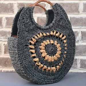 Sunflower Raffia Round Tote