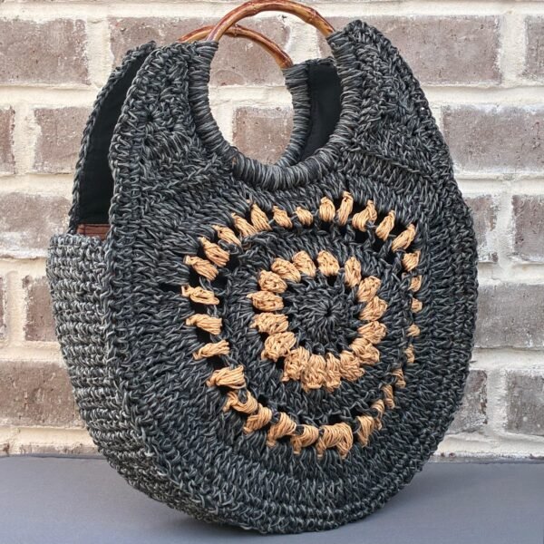 Sunflower Raffia Round Tote