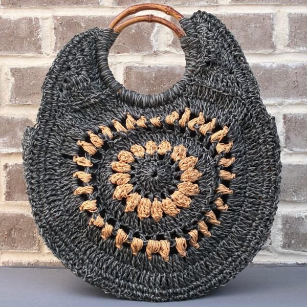 Sunflower Raffia Round Tote - Image 2