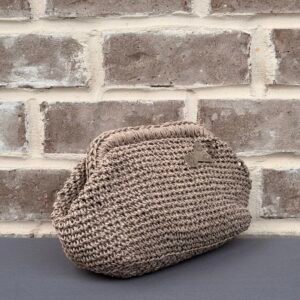 Slate Raffia Clutch