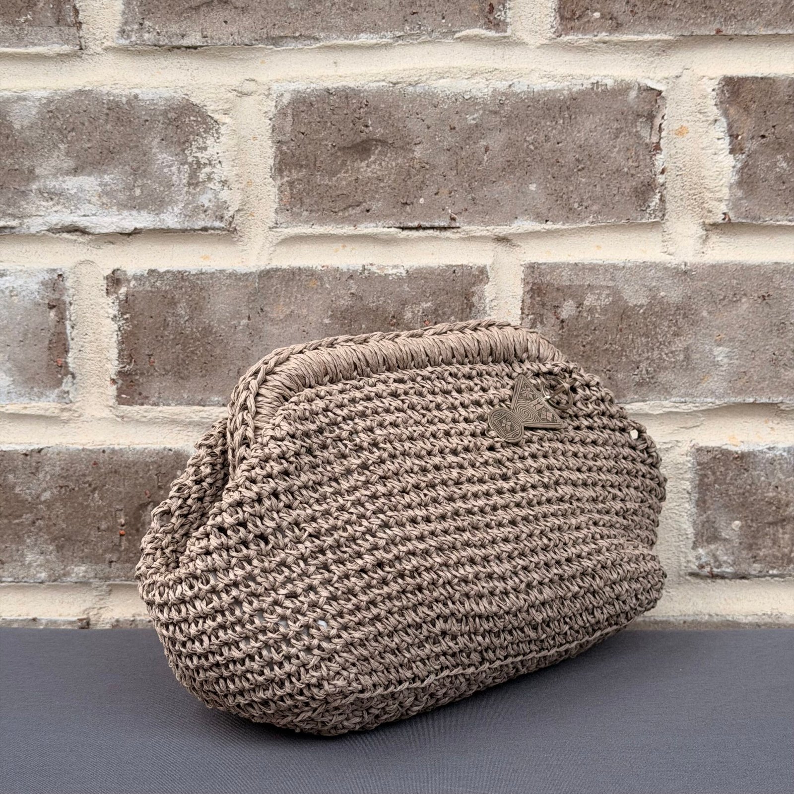 Slate Raffia Clutch